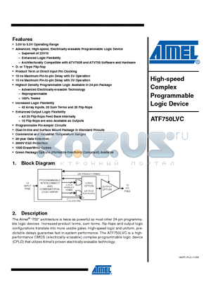 ATF750LVC-15PU datasheet - High-speed Complex Programmable Logic Device