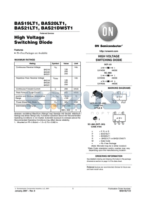 BAS21LT1G datasheet - High Voltage Switching Diode