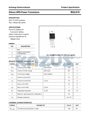 BUL510 datasheet - Silicon NPN Power Transistors