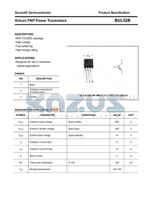 BUL52B datasheet - Silicon PNP Power Transistors