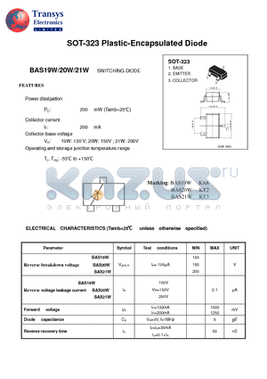 BAS21W datasheet - Plastic-Encapsulated Diode