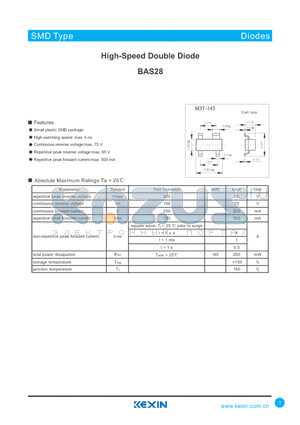 BAS28 datasheet - High-Speed Double Diode