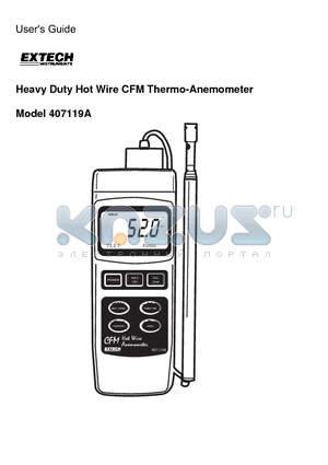 407119A datasheet - Heavy Duty Hot Wire CFM Thermo-Anemometer