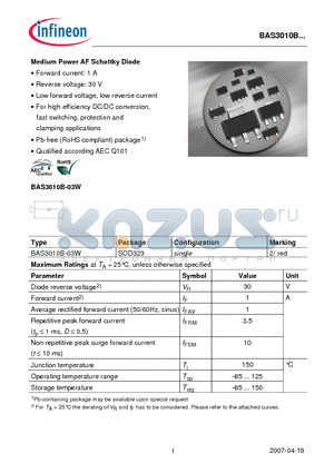 BAS3010B datasheet - Medium Power AF Schottky Diode