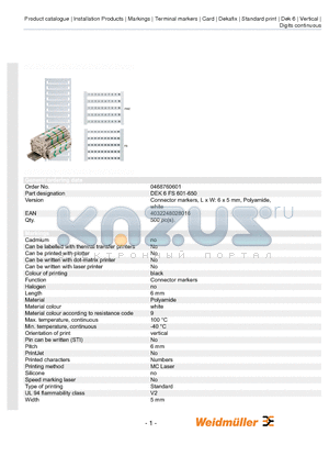 0468760601 datasheet - Connector markers, L x W: 6 x 5 mm, Polyamide, white