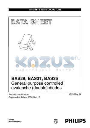 BAS31 datasheet - General purpose controlled avalanche double diodes