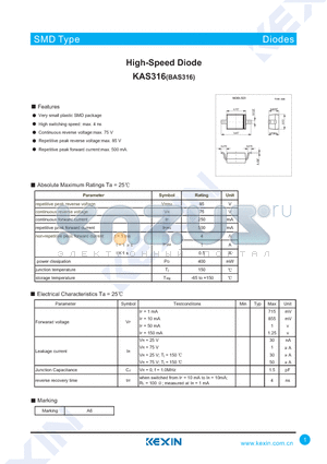 BAS316 datasheet - High-Speed Diode