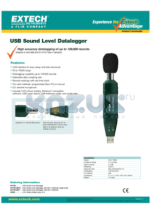 407760 datasheet - USB Sound Level Datalogger