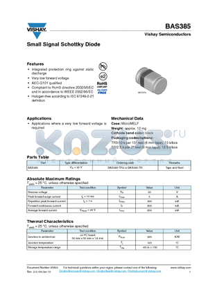 BAS385_10 datasheet - Small Signal Schottky Diode