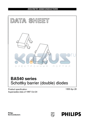BAS40 datasheet - Schottky barrier double diodes