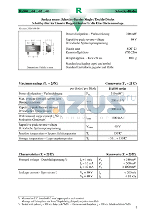 BAS40 datasheet - Surface mount Schottky-Barrier Single-/ Double-Diodes