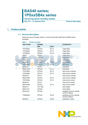 BAS40 datasheet - General-purpose Schottky diodes