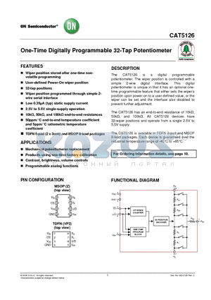 CAT5126ZI-00-GT3 datasheet - One-Time Digitally Programmable 32-Tap Potentiometer