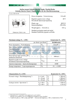 BAS40-04 datasheet - Surface mount Schottky-Barrier Single-/ Double-Diodes