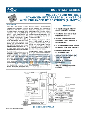 BUS-61559-230W datasheet - MIL-STD-1553B NOTICE 2 ADVANCED INTEGRATED MUX HYBRIDS WITH ENHANCED RT FEATURES (AIM-HYer)