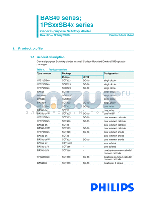 BAS40-04W datasheet - General-purpose Schottky diodes