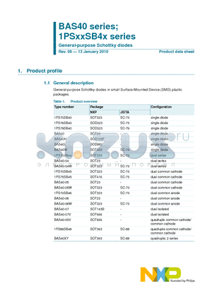 BAS40-04W datasheet - General-purpose Schottky diodes
