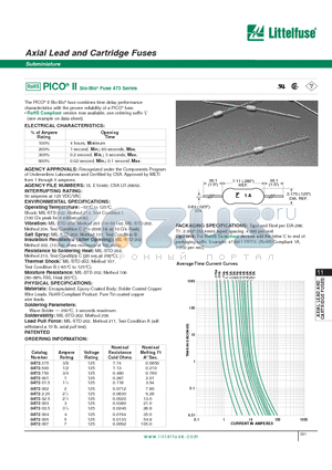 0473003 datasheet - Axial Lead and Cartridge Fuses - Subminiature