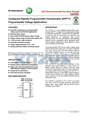 CAT521 datasheet - Configured Digitally Programmable Potentiometer (DPP): Programmable Voltage Applications