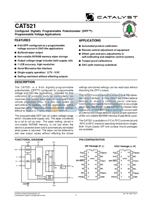 CAT521J-TE10 datasheet - Configured Digitally Programmable Potentiometer