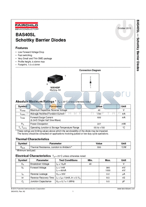 BAS40SL_10 datasheet - Schottky Barrier Diodes