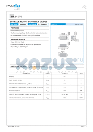 BAS40TG datasheet - SURFACE MOUNT SCHOTTKY DIODES