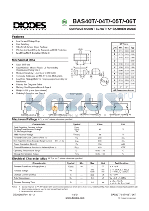 BAS40T_1 datasheet - SURFACE MOUNT SCHOTTKY BARRIER DIODE