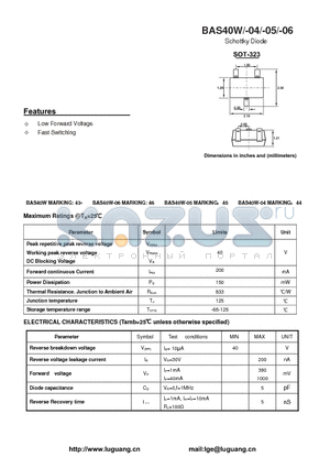 BAS40W-04 datasheet - Schottky Diode