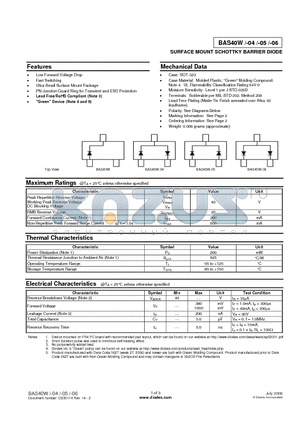 BAS40W-7-F datasheet - SURFACE MOUNT SCHOTTKY BARRIER DIODE