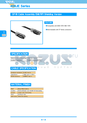 408JE datasheet - GP-IB Cable Assembly EMI/RFI Shielding Version