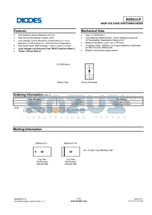 BAS521LP-7B datasheet - HIGH VOLTAGE SWITCHING DIODE