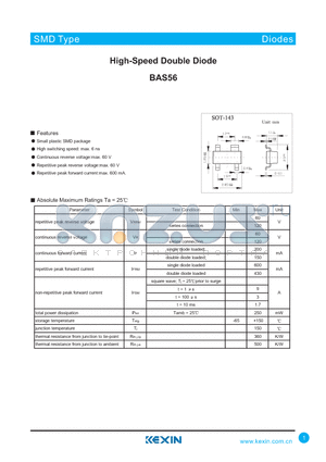 BAS56 datasheet - High-Speed Double Diode