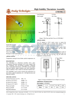 ATH100KL2 datasheet - High Stability Thermistor Assembly