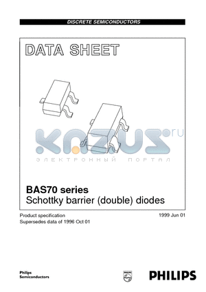 BAS70 datasheet - Schottky barrier double diodes
