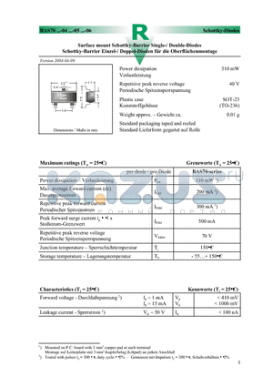 BAS70-04 datasheet - Surface mount Schottky-Barrier Single-/ Double-Diodes