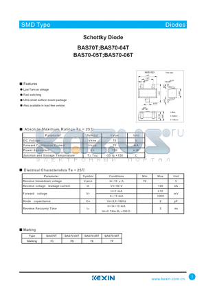 BAS70-04T datasheet - Schottky Diode