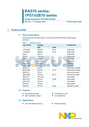 BAS70-04W datasheet - General-purpose Schottky diodes