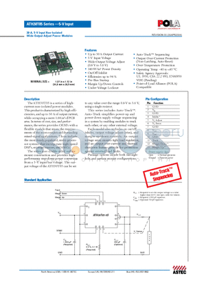 ATH30T05 datasheet - 30-A, 5-V Input Non-Isolated Wide-Output Adjust Power Modules