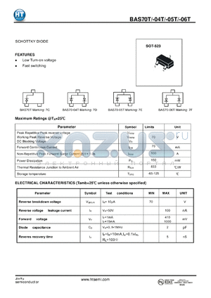 BAS70-05T datasheet - SCHOTTKY DIODE