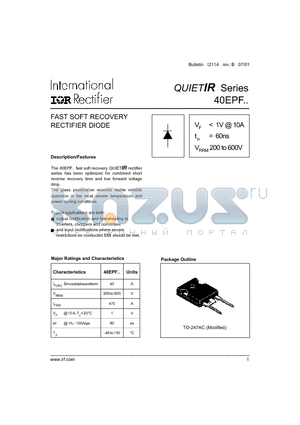 40EPF02 datasheet - FAST SOFT RECOVERY RECTIFIER DIODE