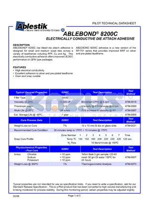 ATM-0018 datasheet - ELECTRICALLY CONDUCTIVE DIE ATTACH ADHESIVE