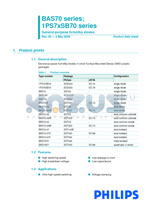 BAS70-07S datasheet - General-purpose Schottky diodes