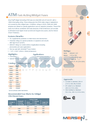 ATM1 datasheet - Fast-Acting Midget Fuses