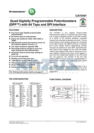 CAT5401WI-50 datasheet - Quad Digitally Programmable Potentiometers with 64 Taps and SPI Interface
