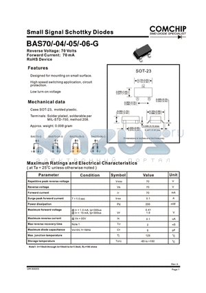 BAS7004 datasheet - Small Signal Schottky Diodes
