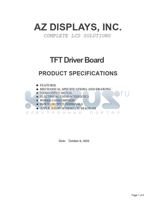 ATM3224C datasheet - COMPLETE LCD SOLUTIONS - TFT Driver Board