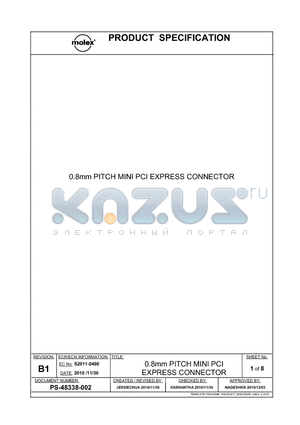 0483380075 datasheet - 0.8mm PITCH MINI PCI EXPRESS CONNECTOR