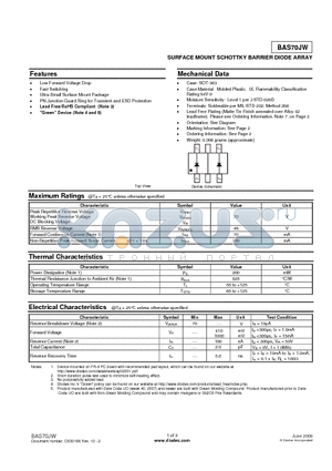 BAS70JW_08 datasheet - SURFACE MOUNT SCHOTTKY BARRIER DIODE ARRAY