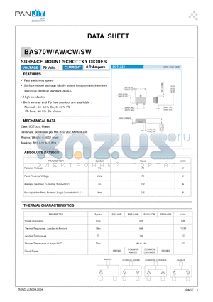 BAS70SW datasheet - SURFACE MOUNT SCHOTTKY DIODES