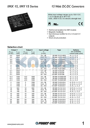 40IMX15-0503-9R datasheet - 15 Watt DC-DC Converters